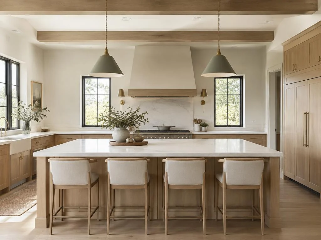 Illustrative modern kitchen with a large island