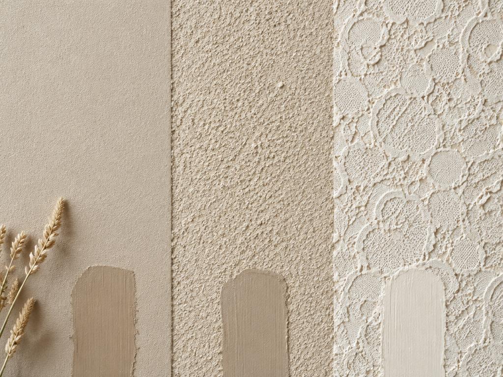 Illustrative stucco texture samples with paint swatches